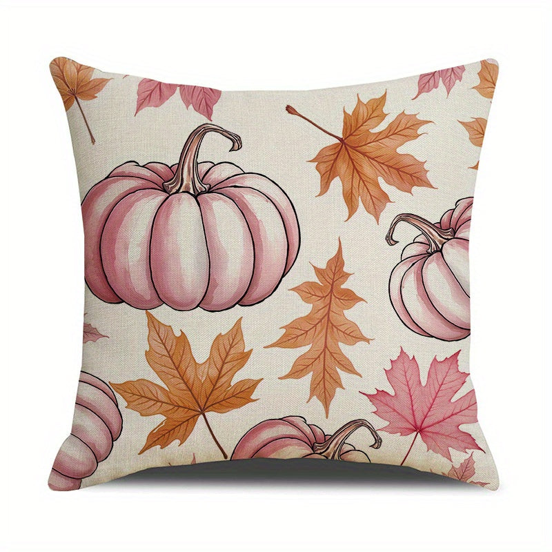 Fall Pillow Covers - 4 Pack 18x18in Pumpkin & Maple Leaf Decor