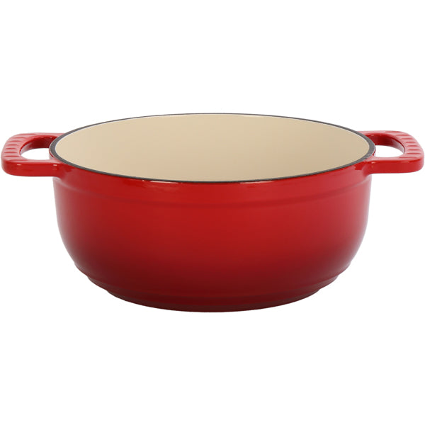 6QT Cast Iron Enamel Cooking Pot - Gradient Red with Silicone Gloves