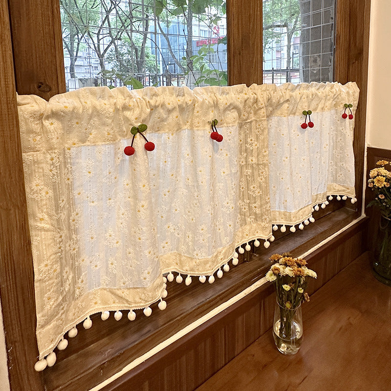 French Country Pastoral Floral No-Drill Door Curtain for Bedroom & Home