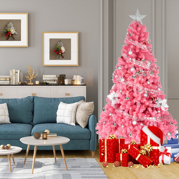 6ft Pink PVC Christmas Tree - Lush Holiday Decoration