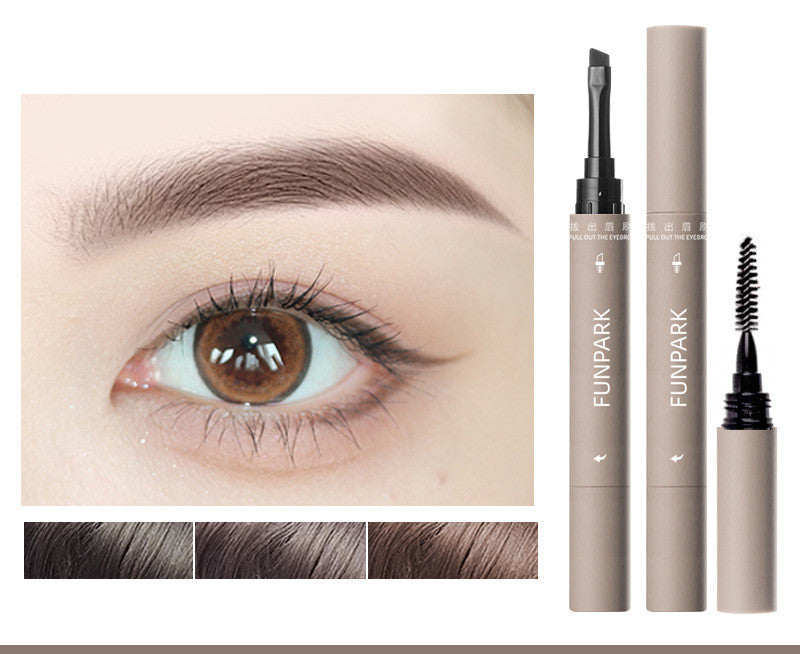 Waterproof Smear-Proof Eyebrow Pencil with Brush - Dark Brown & Gray Brown