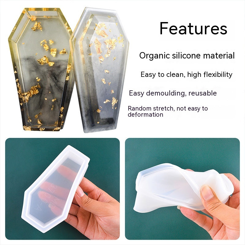 Epoxy Resin Mirror Coffin Mold for Storage Box Craft - Zombie Design