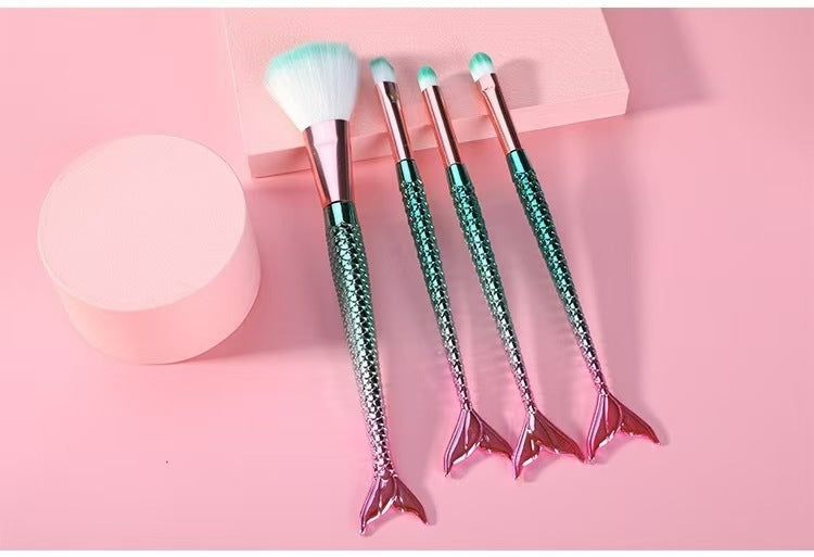 4-Piece Portable Mermaid Gradient Eye Makeup Brush Set for Precise Application