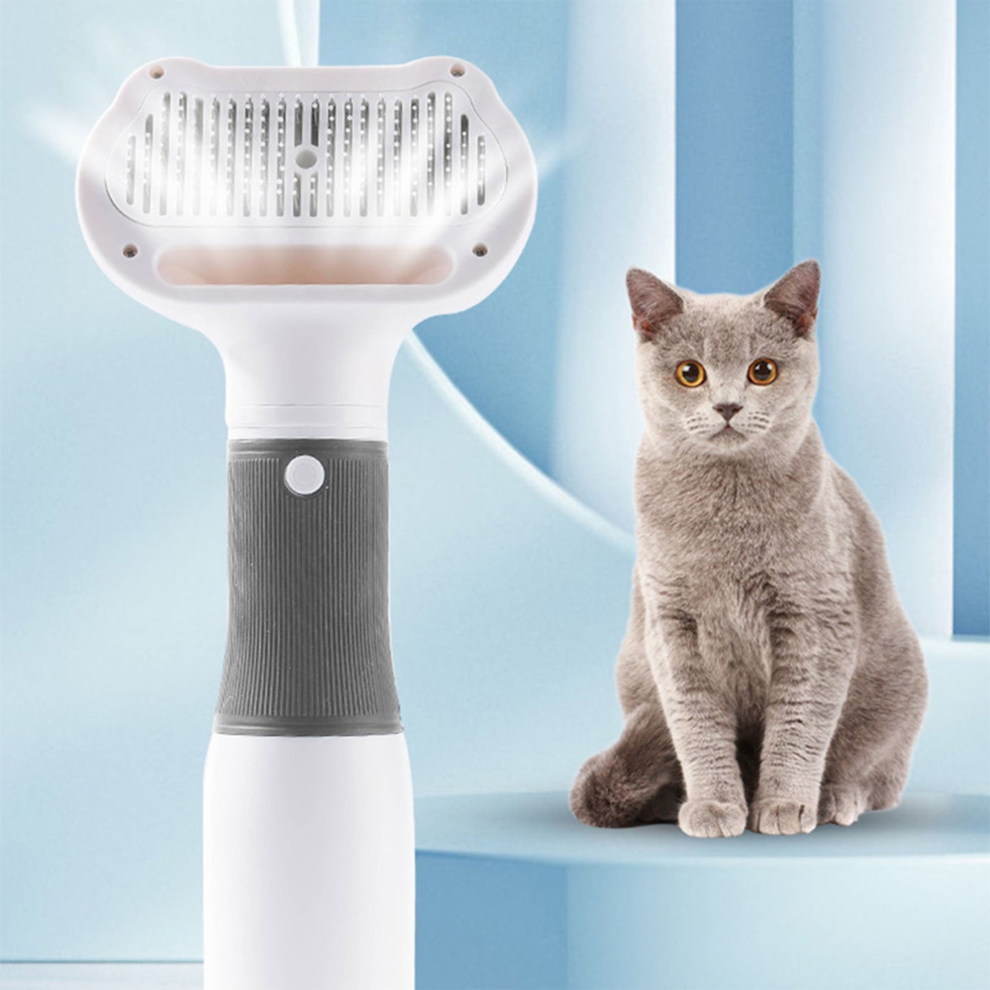 Pet Hair Dryer with Slicker Brush 600W Low Noise 3-Temperature Grooming Tool for Dogs and Cats