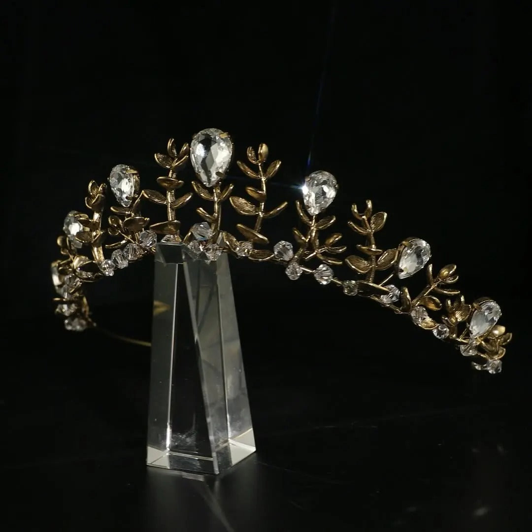 Vintage Alloy Rhinestone Bridal Headdress Crown for Weddings and Special Occasions