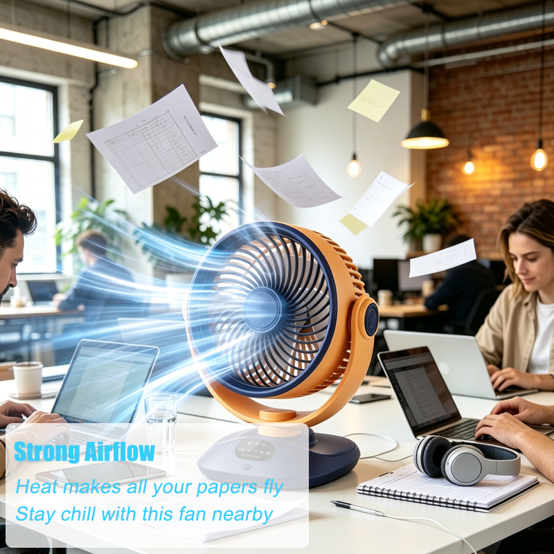 2400mAh Desktop Fan with Adjustable Speed and Tilt for Home Office