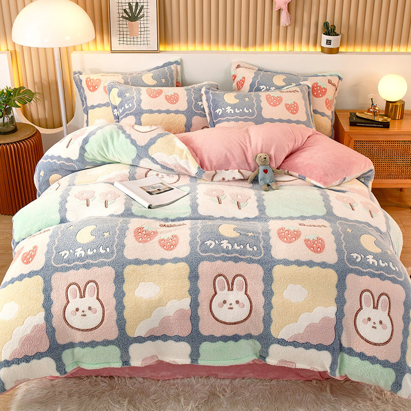 Coral Fleece Duvet Cover Set - Multiple Sizes & Styles