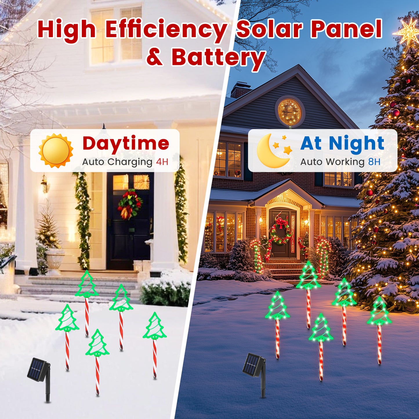 Christmas Outdoor Pathway Lights - 8 Modes, IP44 Waterproof