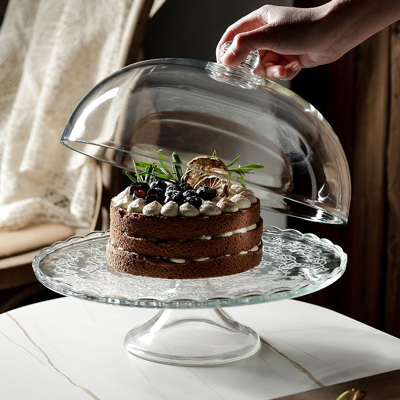 Dust-Proof Glass Cover for Pastry and Dim Sum Trays - Home Kitchen