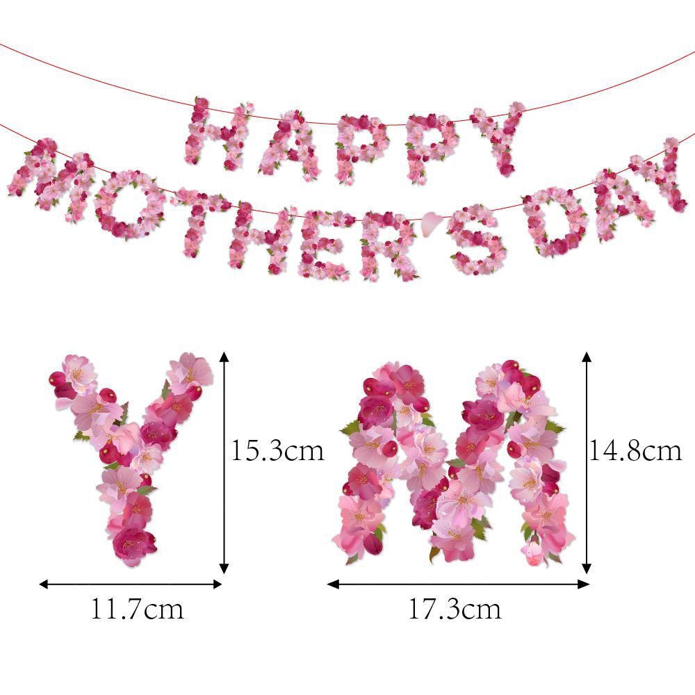 Mother's Day Flag - Floral Hanging Decoration for Holidays Pink
