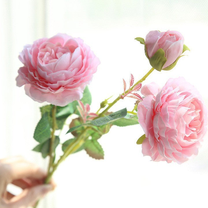 Silk Peony Flower Arrangement - Realistic Decorative Floral Display for Living Room
