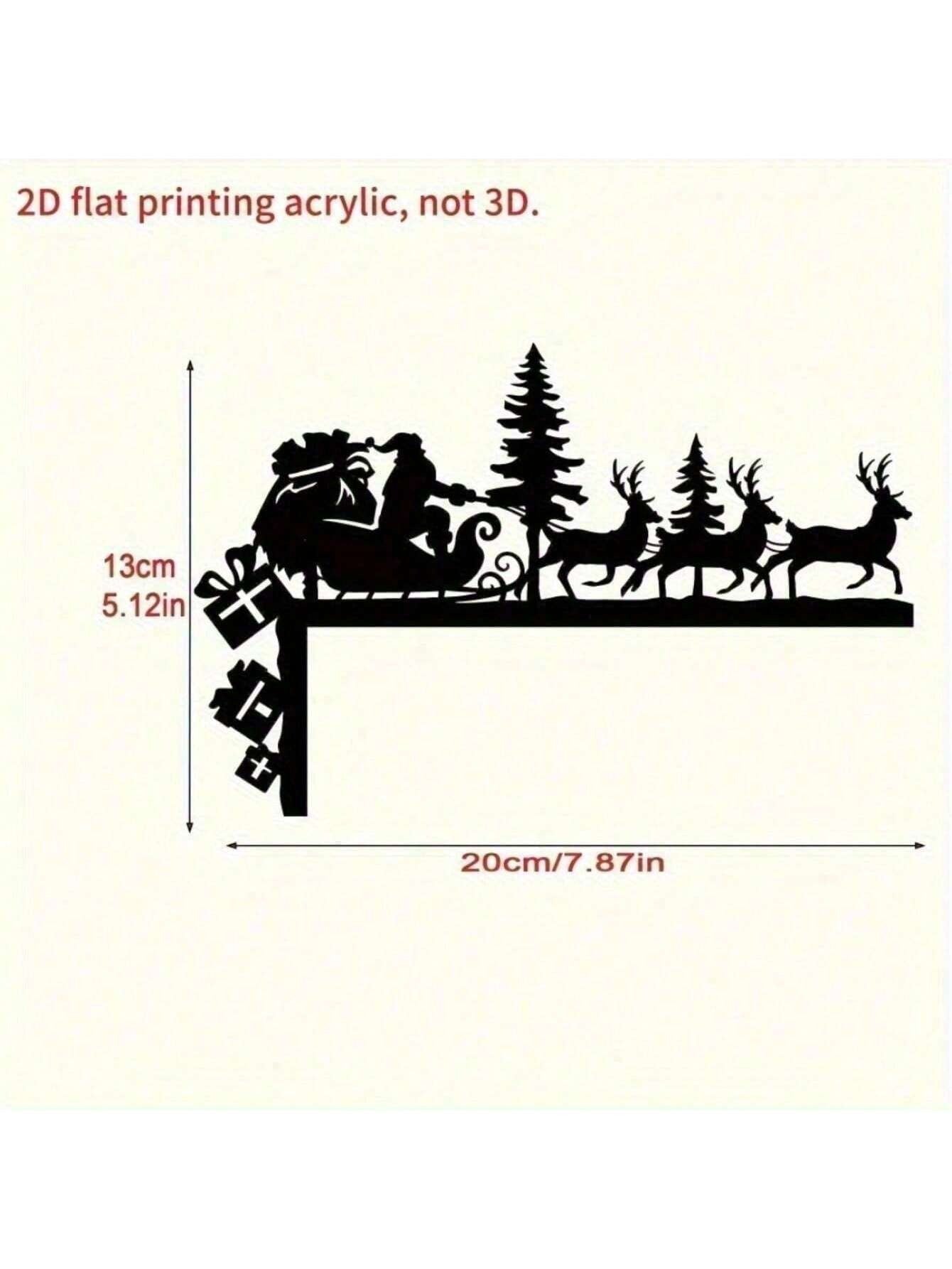 3D Santa Silhouette Metal Wall Art - Wrought Iron Decor