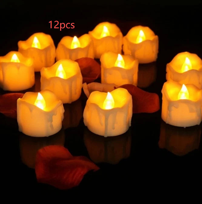 Electric Candle Lamp Romantic Holiday Wedding Smoke-Free Flame Light - Home Decor