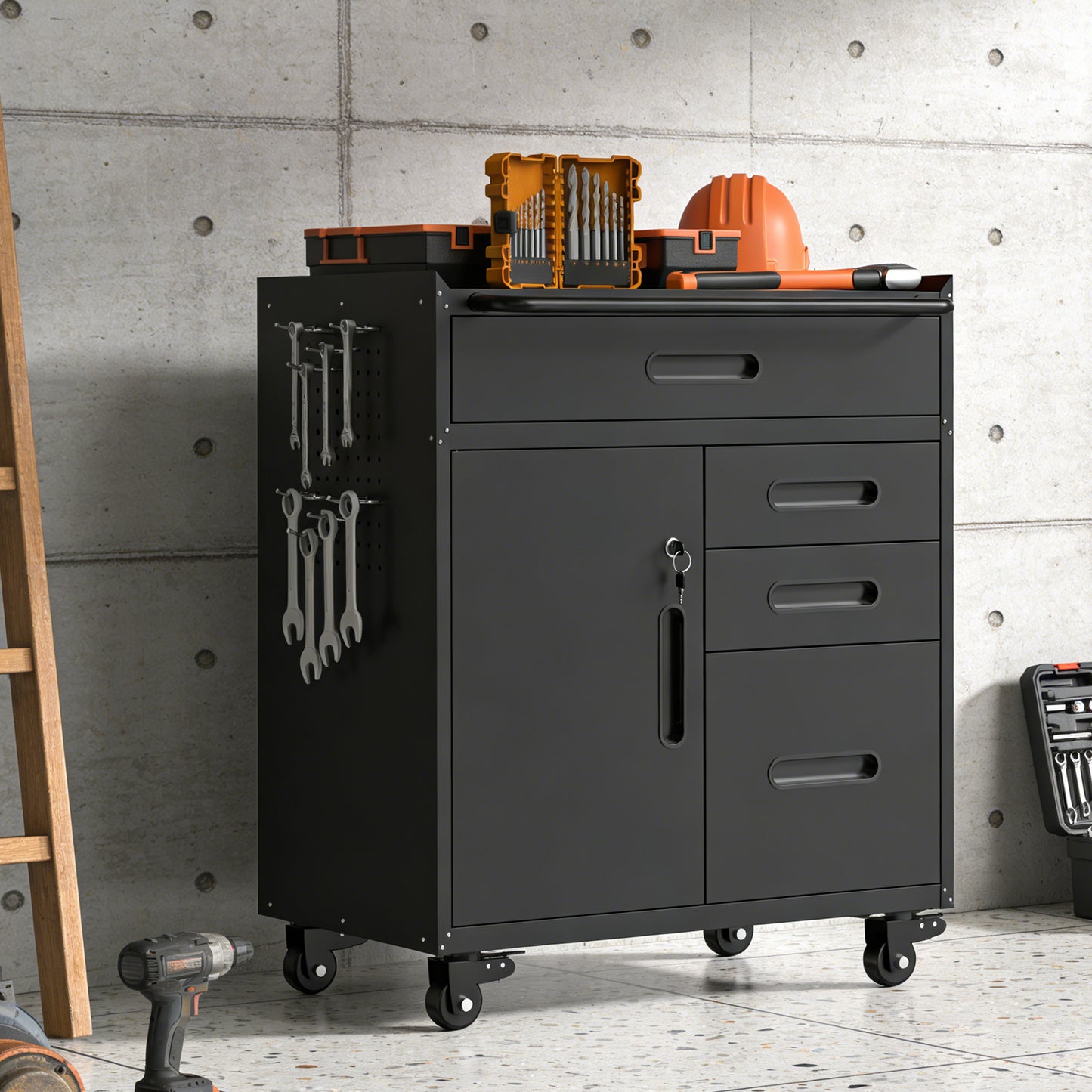 34.3 Mobile Tool Storage Cabinet - Garage Organizer With Lockable