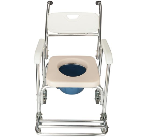Portable Commode Chair with Soft Cushion - Aluminum Alloy Medical Toilet Seat