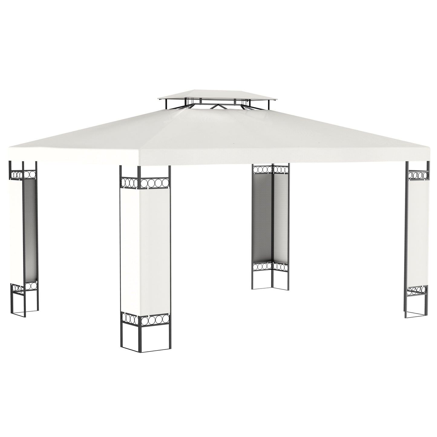 Outdoor Canopy Gazebo Shelter with Double Vented Roof - Cream White