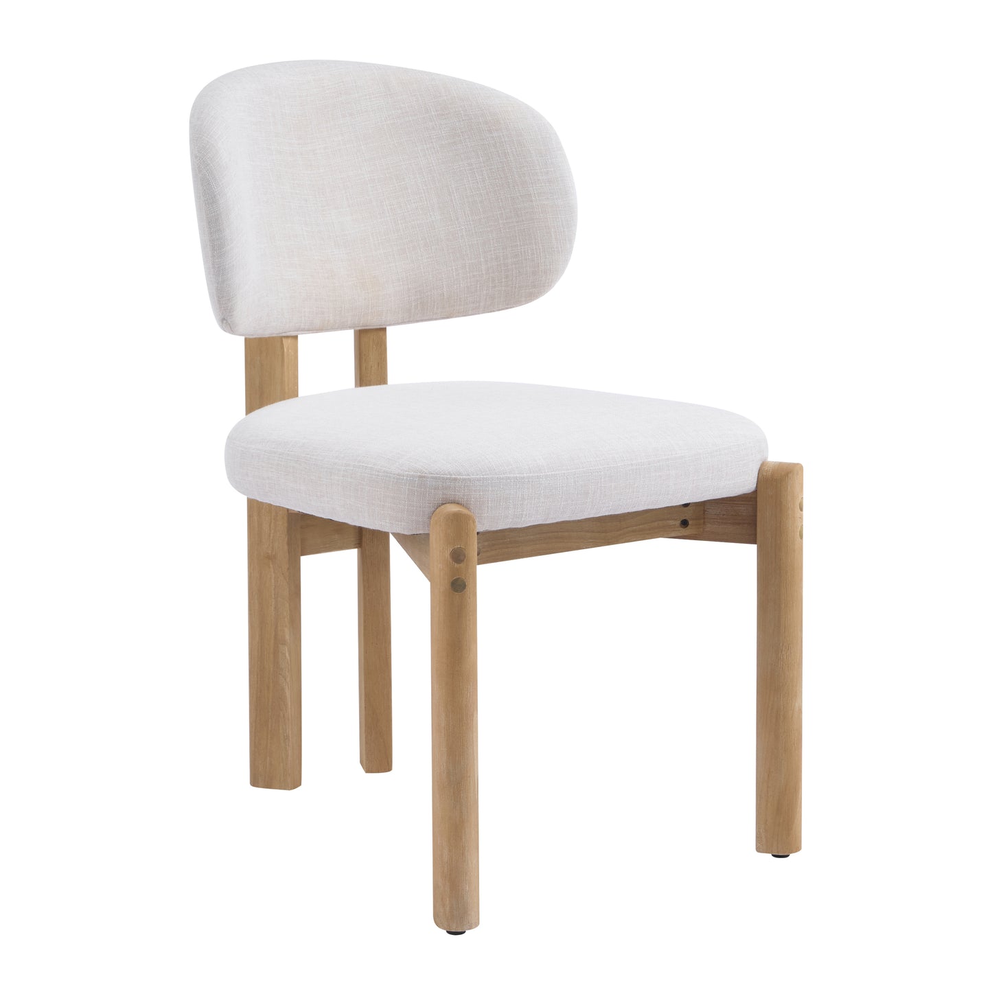 Beige Upholstered Dining Chairs - Set of 4 with Natural Frame