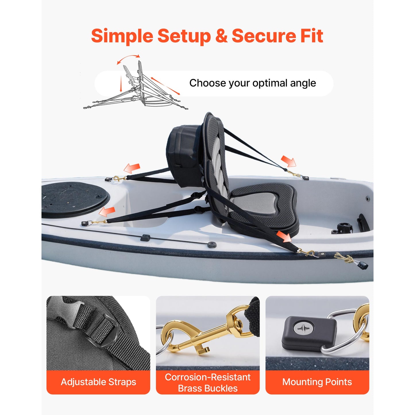 2-Pack Kayak Seat with Back Support and Storage - Soft Padded Cushion for SUP Canoe Fishing Boat