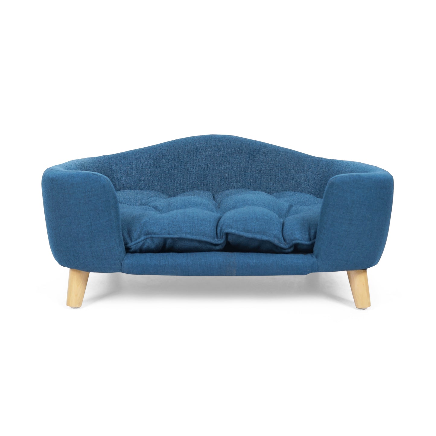 Small Dog Elevated Bed Frame with Fabric Cushion & Rubber Wood Legs