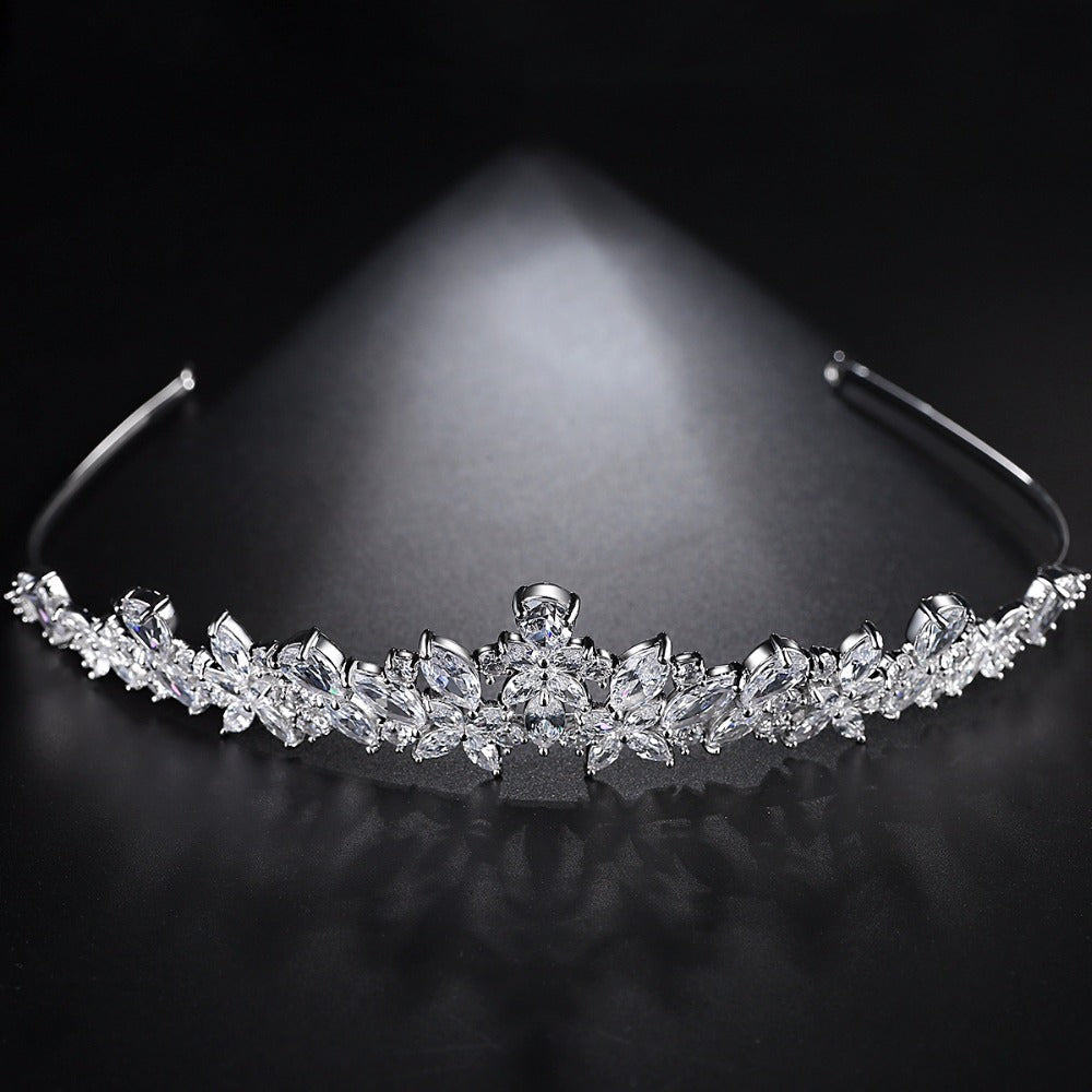Copper Zircon Flower Hairband - Elegant Bride Style