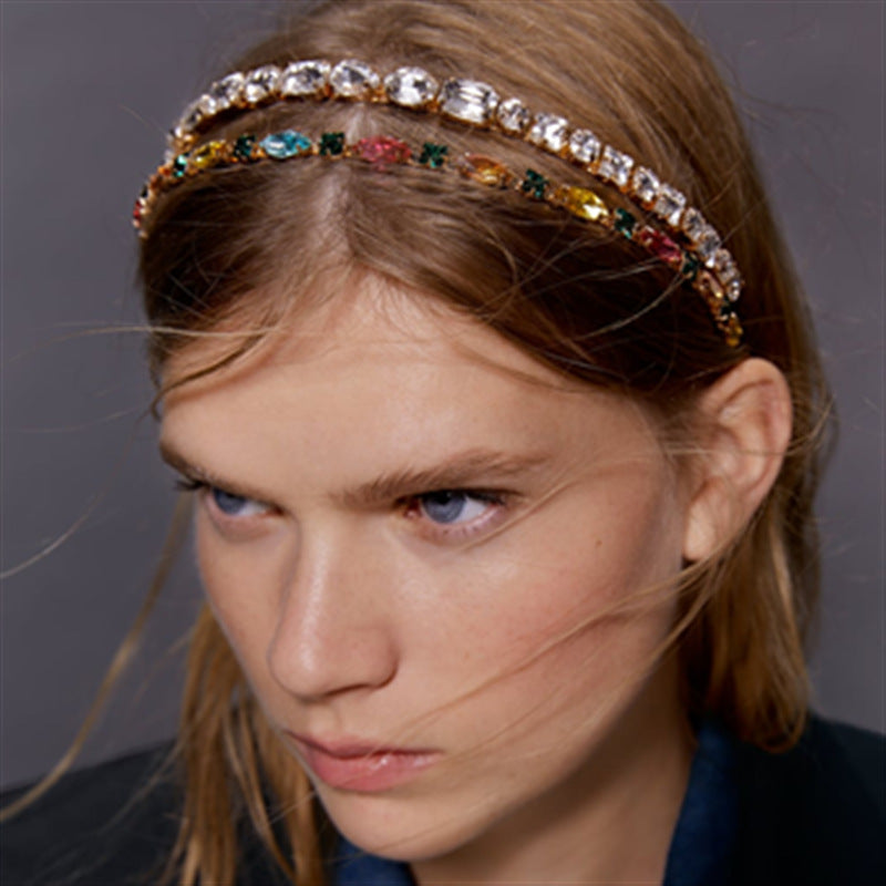 Women's Gem-Inlaid Headband with Gold Plating
