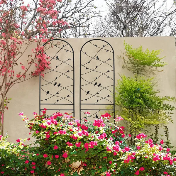 Metal Garden Trellis 86.7" x 19.7" - 2 Pack for Climbing Plants, Black