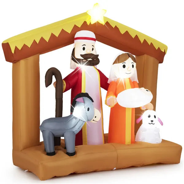 6ft Inflatable Nativity Scene with LED Lights - Weather-Resistant
