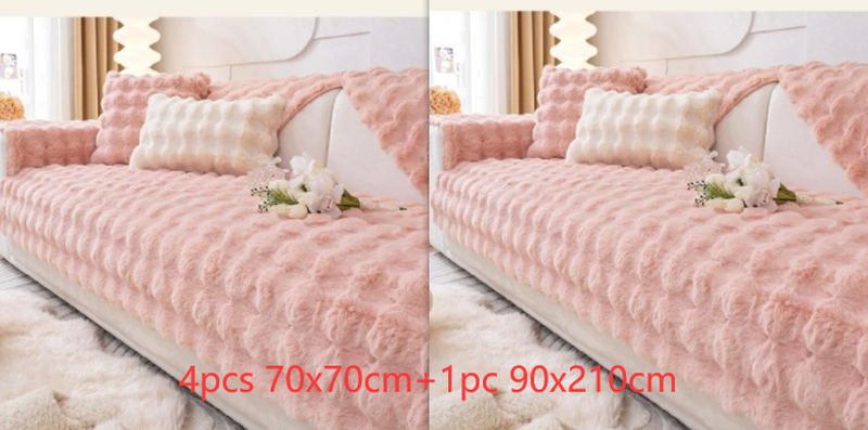 Thickened Rabbit Plush Sofa Cushion Set for Comfortable Home Decor