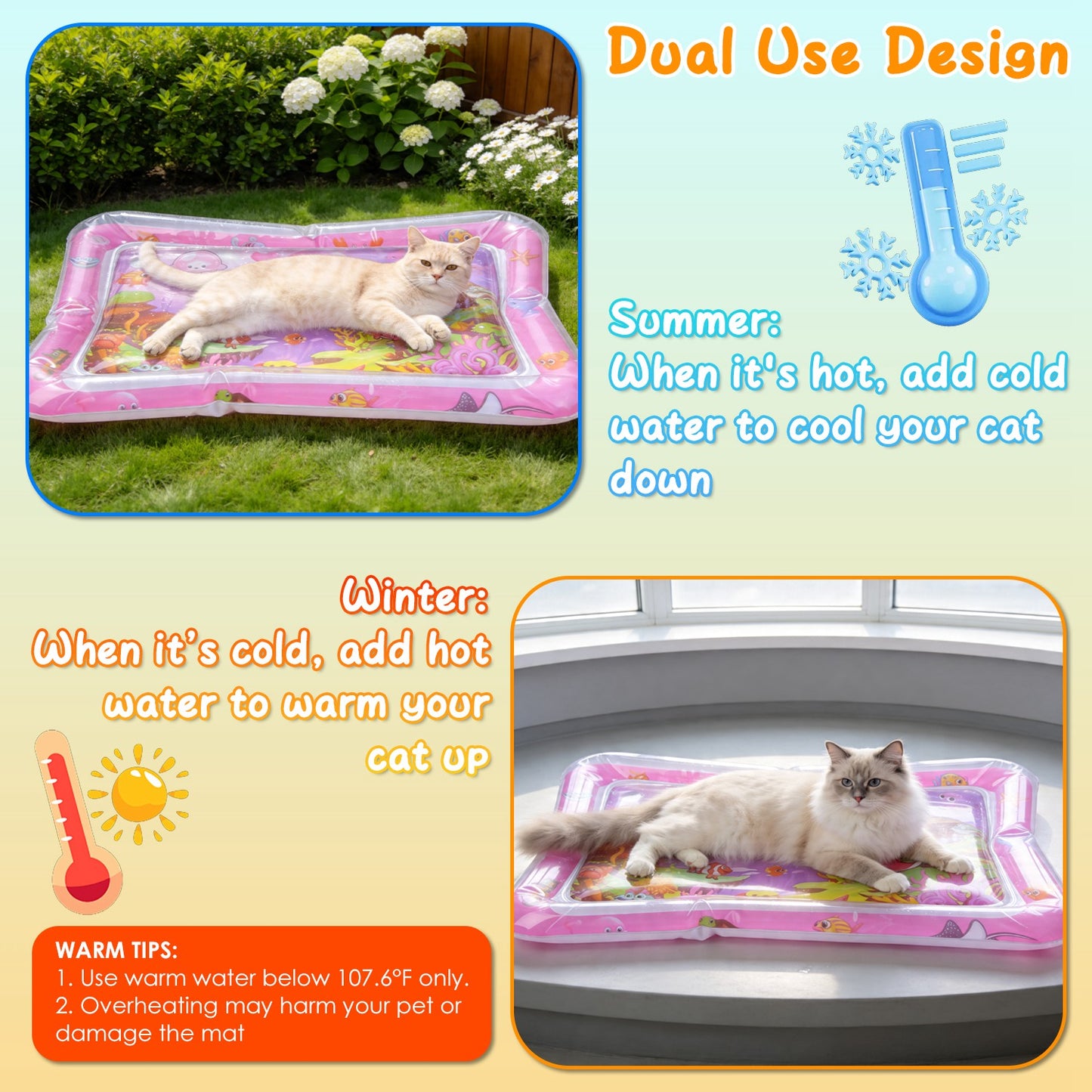 Interactive Cat Water Mat with Floating Fish & LED Light - Pet Enrichment