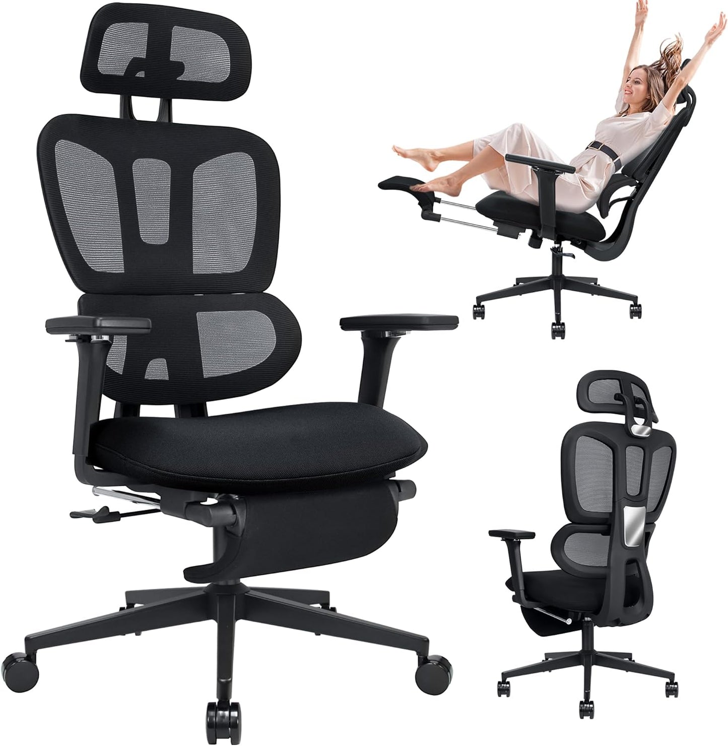 Ergonomic Office Chair with Footrest & Dynamic Lumbar Support