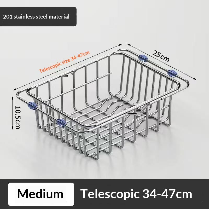 Stainless Steel Dish Basin Sink Drain Rack - Kitchen Countertop Organizer