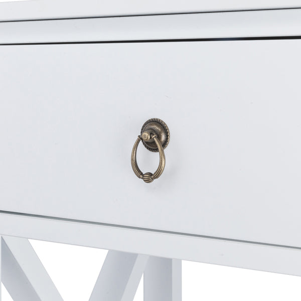 Modern White Bedside Table with Drawer and Shelf - 40x30x55 cm