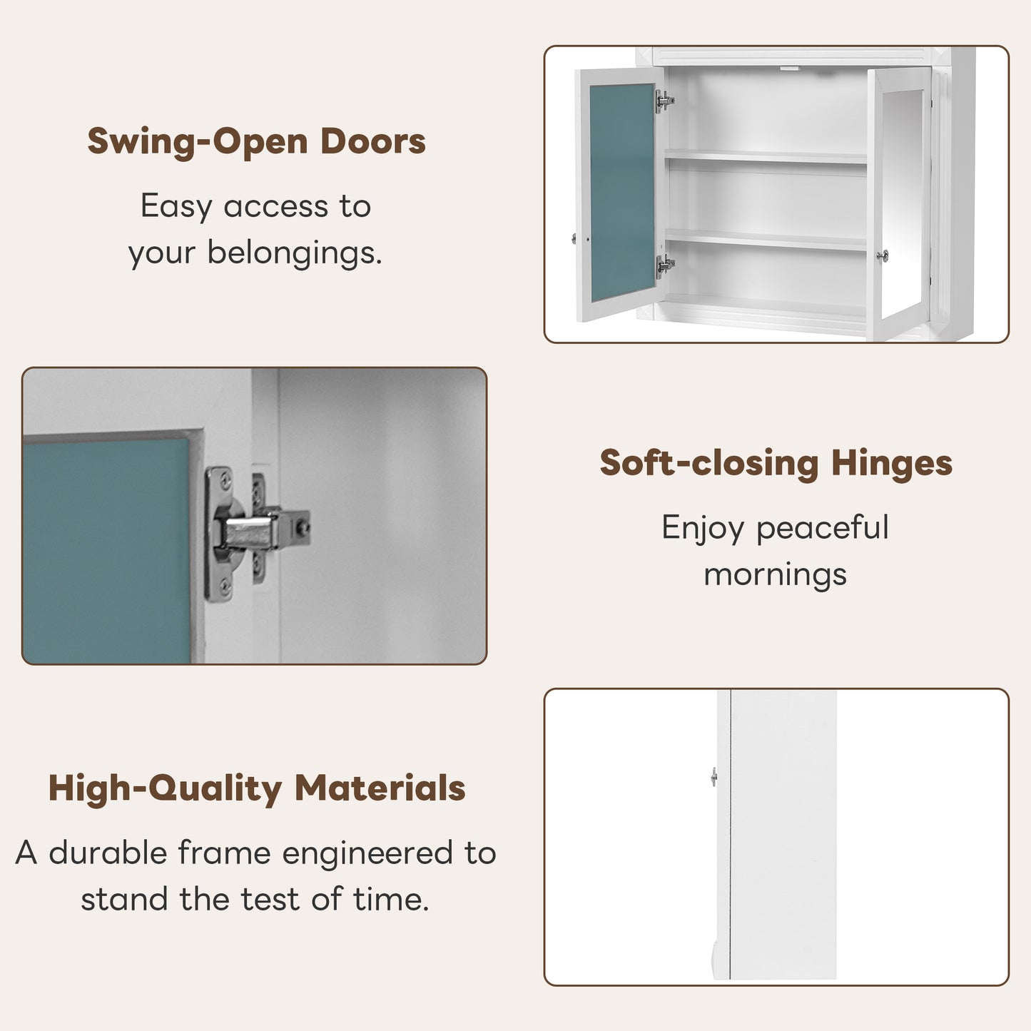 36'' x 28'' Wall Mounted Medicine Cabinet with Mirrors - White