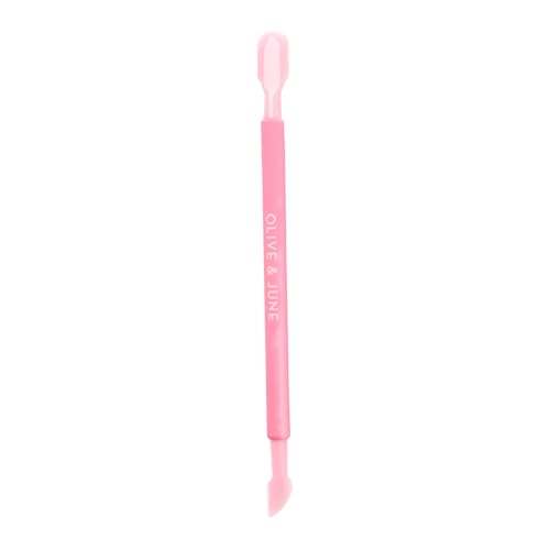 Olive & June Manicure Cuticle Pusher | Dual-Ended Tool for Safe, Easy Cuticle Care | Gentle Plastic Pusher & Cleanup Edge | At-Home Mani Essential with Stable Rubberized Grip