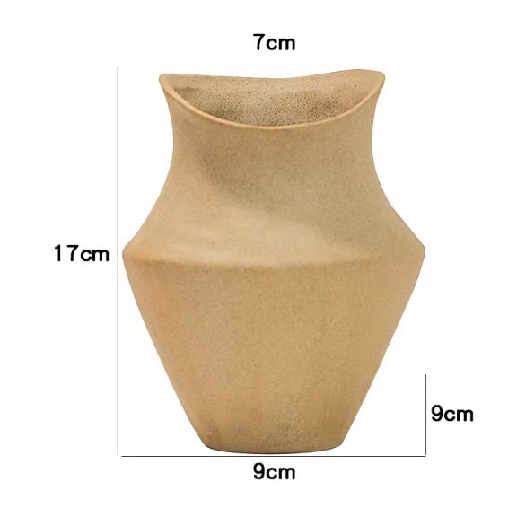 Minimalist Ceramic Pot with Polka Dot or Earthy Yellow Finish - Decorative Stoneware Vase
