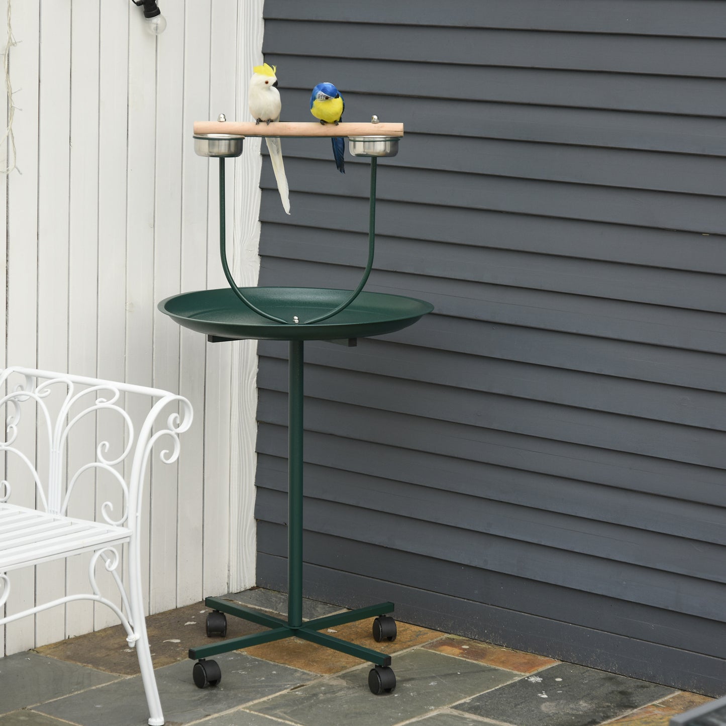 48-Inch Bird T-Stand with Wheels and Perch - Green