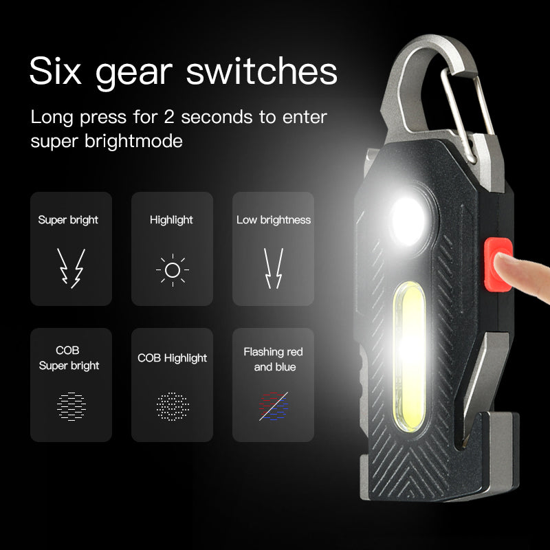 Multifunctional Emergency Camping Light with COB LED & Keychain - Bright Portable Work & Outdoor Light