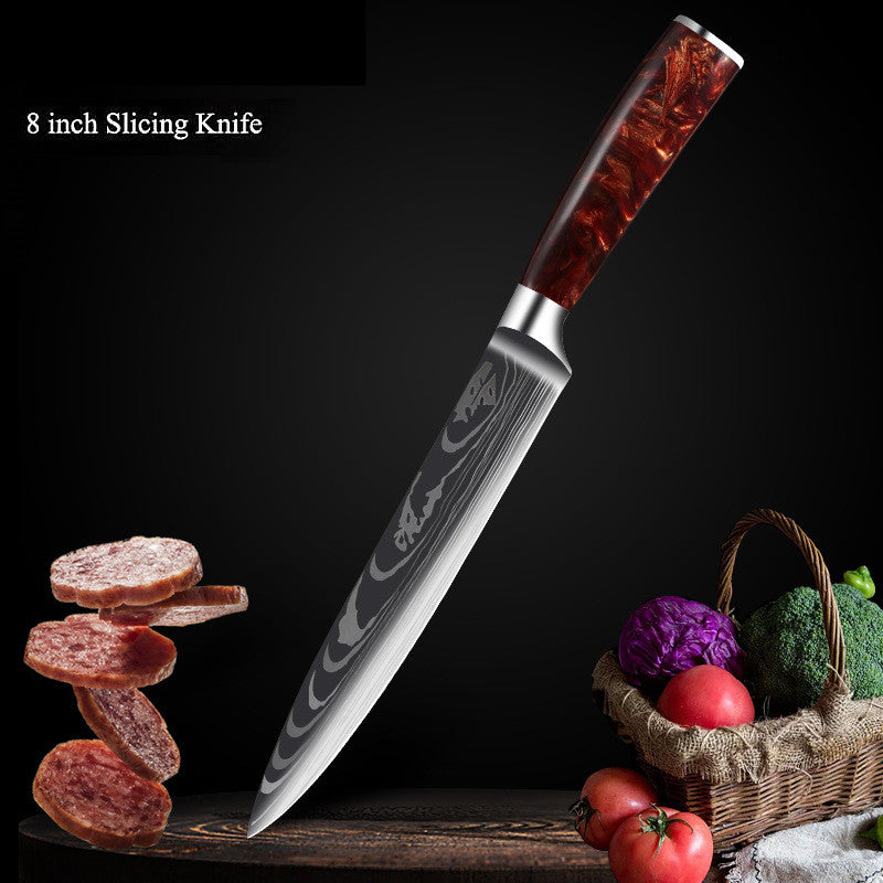 Damascus Laser Pattern Knife Set with Resin Handle - Multiple Sizes