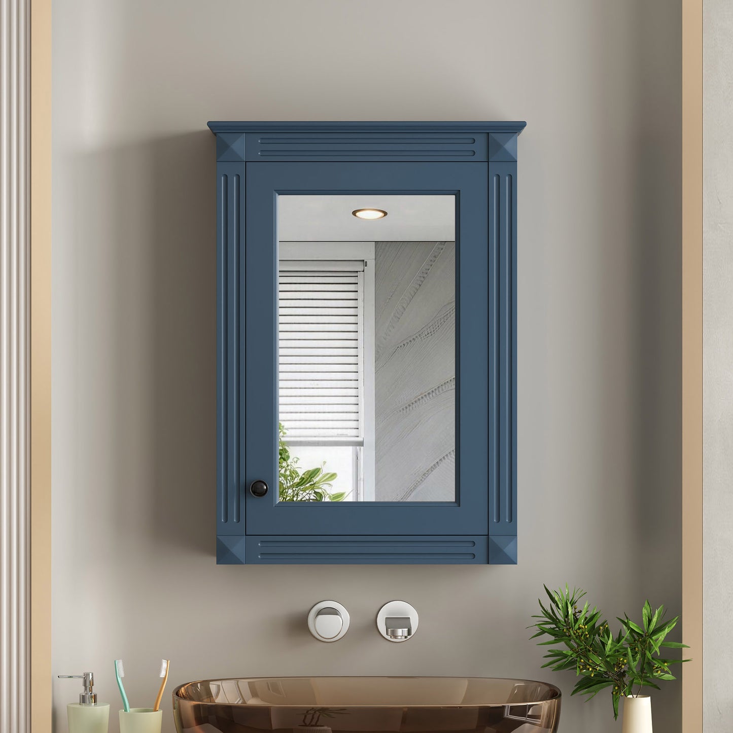 20 Wall Mounted Bathroom Storage Cabinet With Mirror, Medicine Height