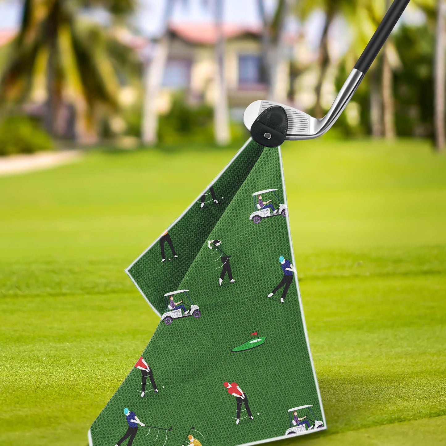 High Quality Microfiber Waffle Magnetic Golf Towel