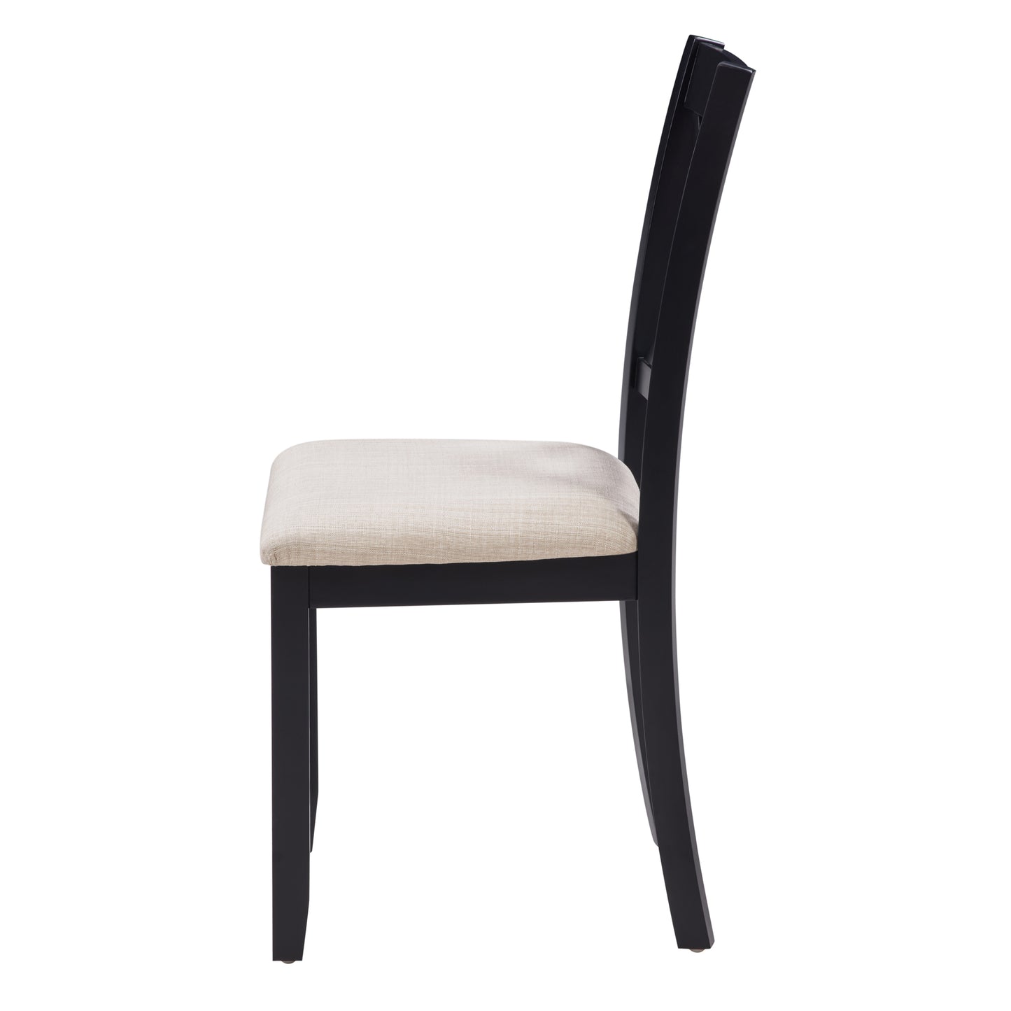 Wooden Dining Chairs Set of 4 with Padded Seat - Black & Beige