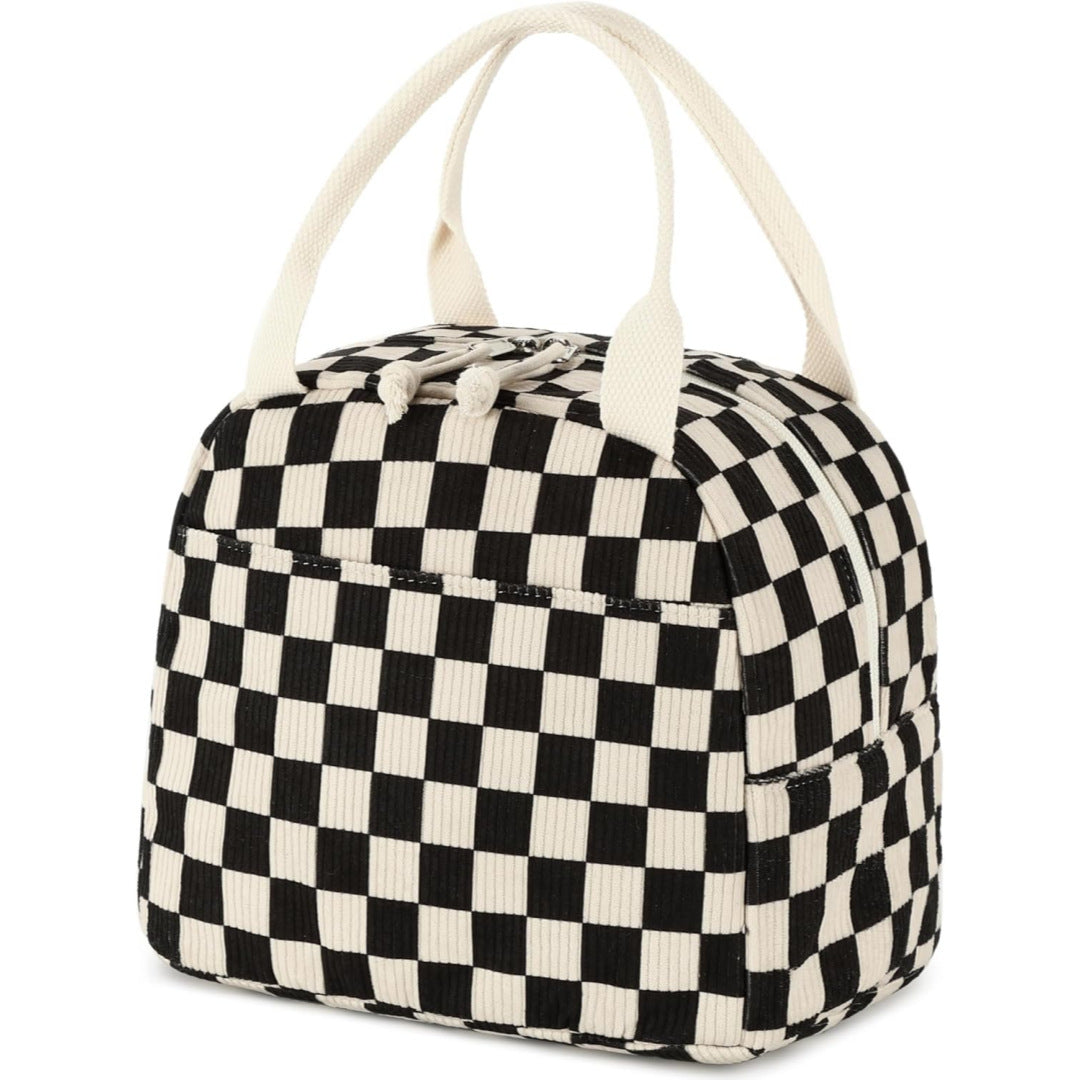 Large Capacity Insulated Lunch Bag - Corduroy Bento Tote with Fresh-Keeping Design