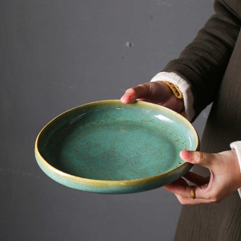Creative Irregular Ceramic Plate - Retro Tableware for Dining, Small to Large Sizes