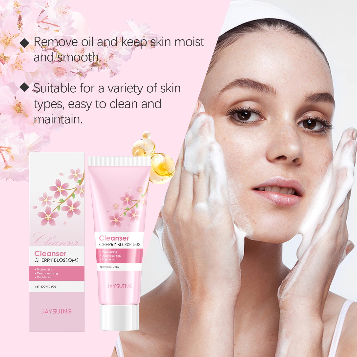 Cherry Blossom Hydrating Facial Cleanser - Gentle Oil-Control Face Wash