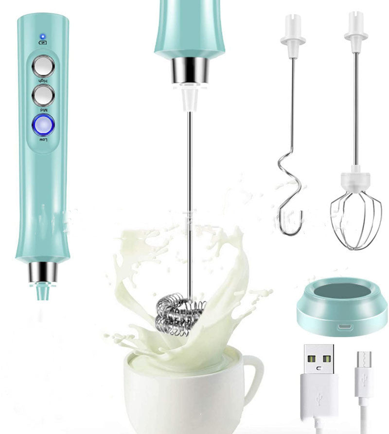 Rechargeable Electric Milk Frother Stainless Steel Mixer for Coffee and Baking