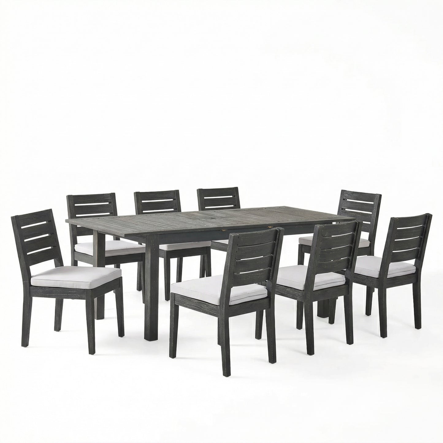9-Piece Outdoor Dining Set - Extendable Acacia Table & 8 Chairs