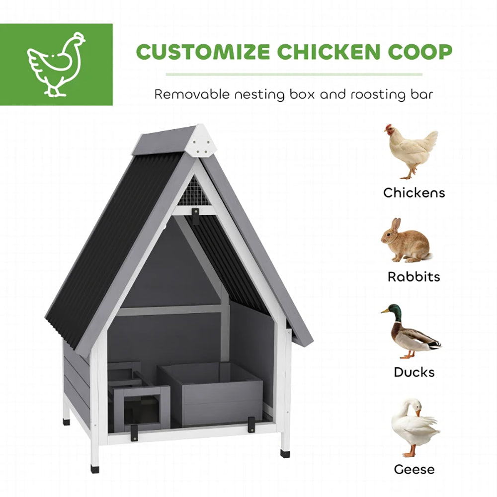 Outdoor Wooden Chicken Coop for 1-2 Chickens with Removable Nesting Box & Ramp