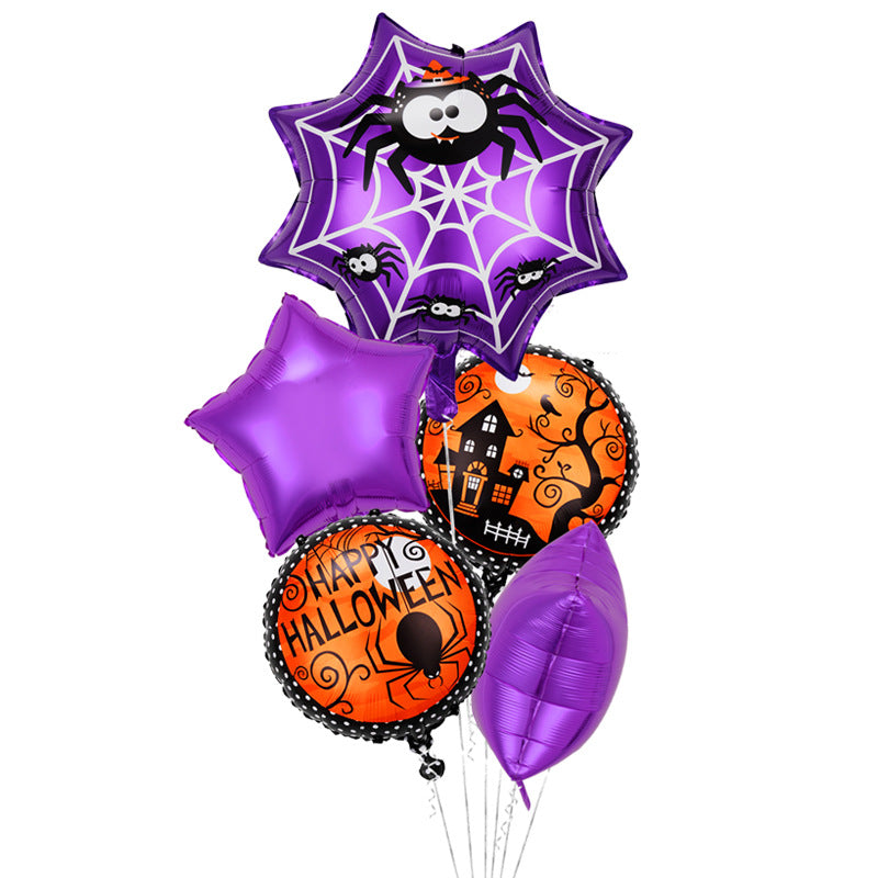 Halloween Themed Aluminum Film Balloons - 5-Piece Set for Parties & Decorations