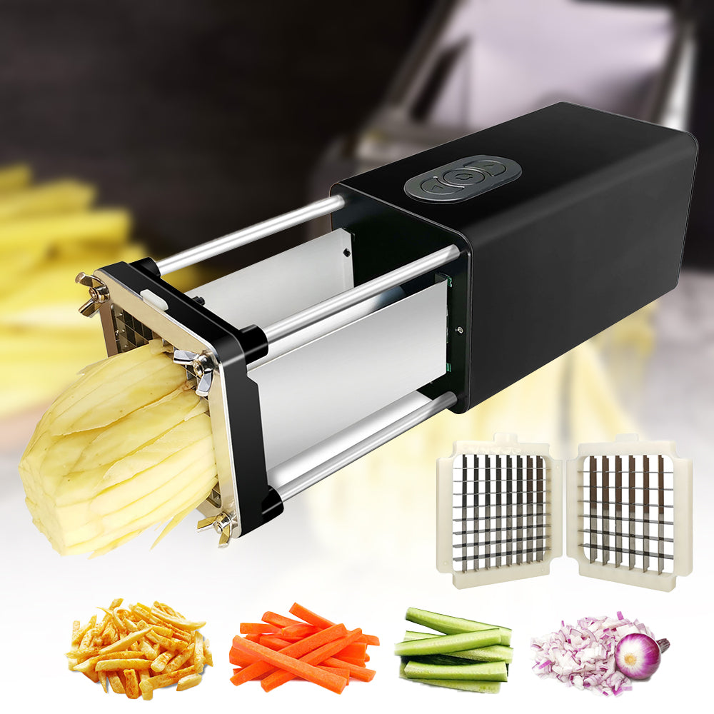 Electric French Fry Cutter with Stainless Steel Blades - Commercial & Household Food Slicer
