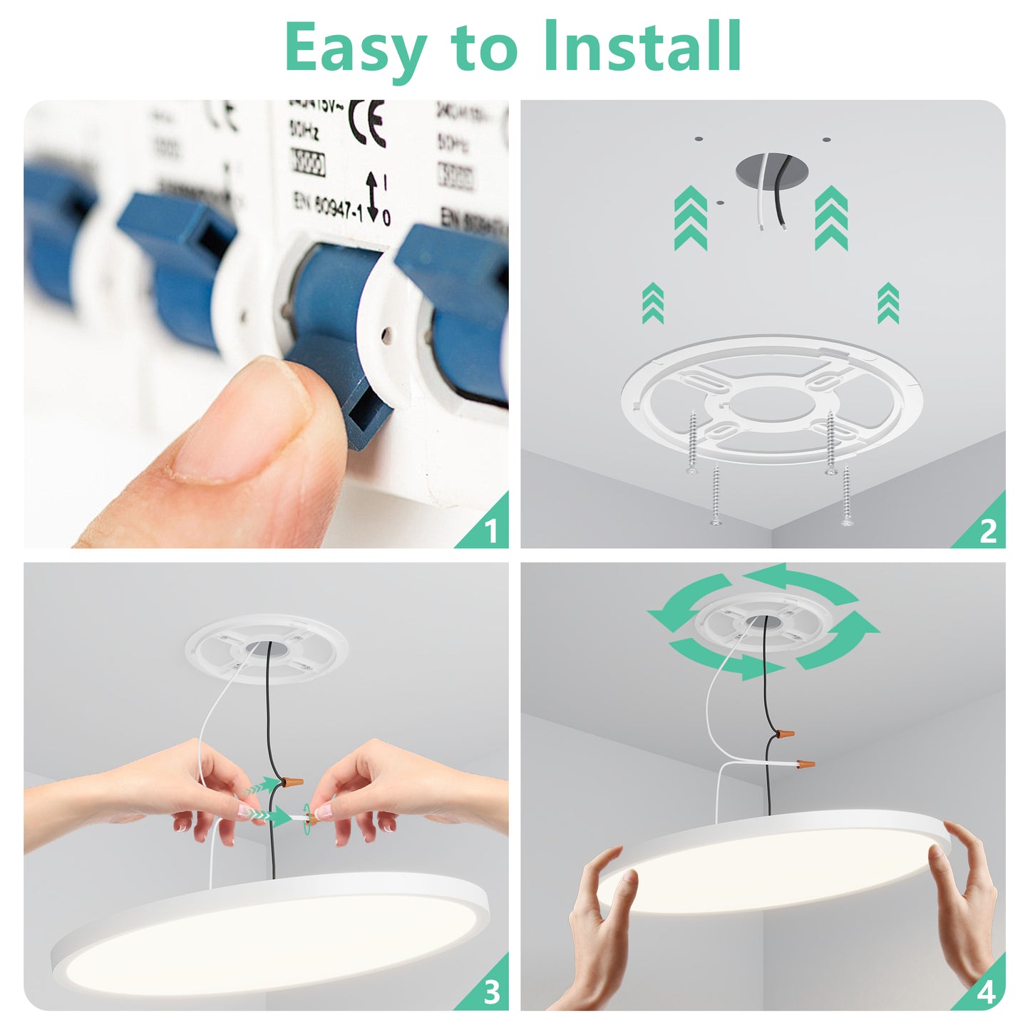 16-Inch Dimmable LED Flush Mount Ceiling Light Fixture - 5CCT